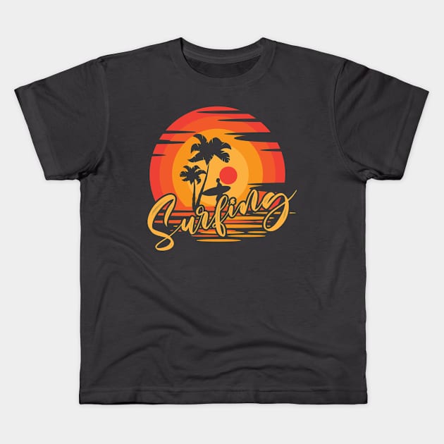 Fun Surfing Summer Time Kids T-Shirt by RKP'sTees